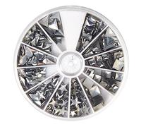 Rayher Hotfix Metal Studs for Clothes, Iron on Flatback Studs, Silver Metal Studs for Crafting, 420 pieces, various shapes, 2.5-10 mm, 38643606