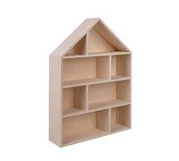 Rayher House-Shaped Wall Display Case for Collectables, Multi-Compartment Wall Shelf, 30x43x8cm natural wood, FSC 100%, 64507505