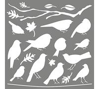 Rayher Mask Stencil for Crafts and Painting, Reusable Silk Screen Template with Various Bird Designs, 30.5x30.5cm, 38972000