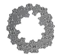 Rayher Metal Punch Die with Flower Wreath Design, Flower Wreath Aperture Cutting Die, Paper Craft Die for Card Making and Scrapbooking, diameter 7.5cm, silver, steel, 50147000