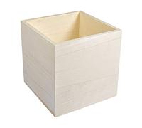 Rayher Natural Wood Tissue Box Cover, Paper Tissue Box Holder, Facial Tissue Dispenser Case, Square, 14x14x14cm, 64501505