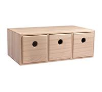 Rayher Organiser with Pull-out Drawers, 3-Drawer Storage Box, Natural Wood, 32x18x11.5cm, 62909505