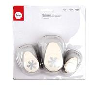 Rayher Paper Craft Punch Set with Snowflake Design, 3 Lever Punches for Card Making and Scrapbooking, 1.6cm, 2.54cm, 3.81cm, 69181000