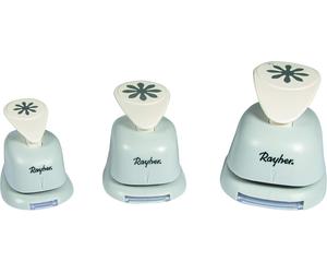 Rayher Paper Craft Punch with Flower Design, Set of 3 Craft Punches for Card Ma