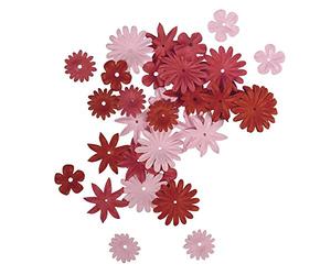 RAYHER Paper-Mixture of Blossoms, 1, 5-2, 5 cm, 4 Sorts, 36 Pcs., Red-/Rose Tones, Multicoloured