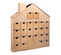 Rayher Papier Mache House-Shaoed Storage Box with 24 Pull-out Drawers for DIY Fill-Your-Own Advent Calendar, Drawer Storage Box, 36x40x6.5cm, 67341521