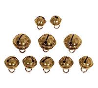 Rayher Set of 10 Metal Bells in Various Sizes, Jingle Bells for Card Making, Wreath Making, and Seasonal Decorations, gold, Diameter 11mm, 15mm, 19mm, 25225616