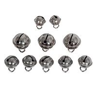 Rayher Set of 10 Metal Bells in Various Sizes, Jingle Bells for Card Making, Wreath Making, and Seasonal Decorations, silver, Diameter 11mm, 15mm, 19mm, 25225606