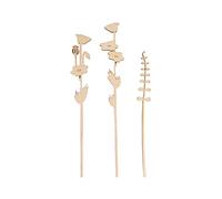 Rayher Set of 2 Wooden Poppy Flowers and Decorative Grass, Flower Wood Shapes for Crafting and Wreath Making, natural wood, 20cm, 18.5cm, 16cm, 64531505