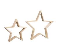 Rayher Set of 2 Wooden Star Shape Shadow Box Frames for Craft, 3D Display Frame, natural wood, 24.5cm and 35cm, 62829000