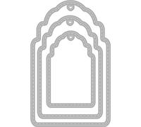 Rayher Set of 3 Metal Cutting Dies with Gift Tag Shape Design, Nesting Craft Die Set for Card Making and Scrapbooking, 3.2-5.3cmx5.1-8.5cm, steel, silver, 50286000