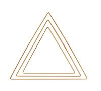 Rayher Set of 3 Triangle Shaped Metal Rings for Seasonal Crafts, Gold-Colour Coated Wire Frames for Wreath Making and Macrame, gold, various sizes, 25221616