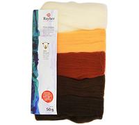 Rayher Set of 5 Super Soft Merino Tops for Felting, Coloured Roving for Needle Felting, 10g each, 100% Merino Wool, 18mic, 5365400