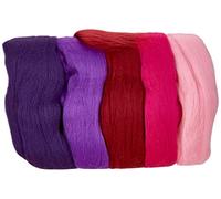 Rayher Set of 5 Super Soft Merino Tops for Felting, Purple and Pink Coloured Roving, 10g each, 100% Merino Wool, 18mic, 5365000