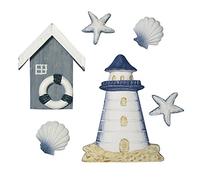 Rayher Set of 6 Maritime Decoration Pieces Made of Polyresin, Seaside Designs for Home Décor, Table Decorations and Party, 2-8cm, 8606700