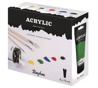 Rayher Set of 6 Quality Acrylic Paints for Canvas Wall Art, 75ml Colour Tubes fo