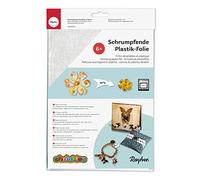 Rayher Set of 6 Shrink Plastic Sheets for Crafting and Jewellery Making, Shrink Paper Sheets, Schrinking Plastic for DIY Crafts, white, 26.2x20.2cm, 89595102