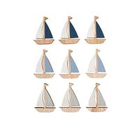 Rayher Set of 9 Sailboat Wood Shapes for Crafting, Card Making and Scrapbooking, Self-Adhesive Wood Embellishments, Nautical Decorations, 3x4cm, 46675000