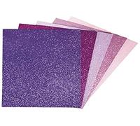 Rayher Set of Five Self-Adhesive Glitter Foam Sheets, Peel and Stick Craft Foam Sheets in Pink and Purple Shades, 20x30cm, 75439999