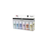 Rayher Set of Six Pastel Acrylic Paints for Crafts, Acrylic Paint for Wood, Plastic, Metal and Glass, Multi Surface Craft Paint, various pastel shades, 6x60ml, 35061000