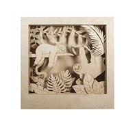 Rayher Shadow Box Building Kit with Sloth Design, 3D Scenery, DIY Wood Craft Set, 11 slot-together Pieces, FSC certified product, 24x24x6.5cm, 62875505