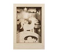 Rayher Shadow Box Building Kit with Unicorn Design, 3D Scenery, DIY Wood Craft Set, 13 slot-together Pieces, FSC certified product, 20x30x6.5cm, 62851505