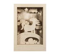 Rayher Shadow Box Building Kit with Unicorn Design, 3D Scenery, DIY Wood Craft Set, 13 slot-together Pieces, FSC certified product, 20x30x6.5cm, 62851505