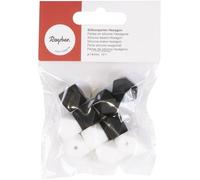 Rayher Silicone Beads Hexagon, 14mm ø, Black & White Shades, 14mmø