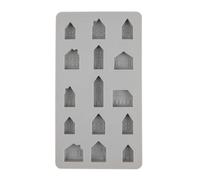 Rayher Silicone Mould Mini Houses 14.5 x 26 x 1.5 cm, 15 Moulds, for Pouring with Creative Concrete, Resin Casting Resin, Raysin Casting Powder, Wax, Casting Mould Houses, 36156000