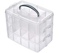 Rayher storage box with carrying handle "storage box with 17 compartments 23.1 x 15.6 x 18.5cm" transparent