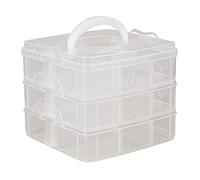 RAYHER Sorting Box with Carry Handle, 18 Compartment Storage Box , Transparent, 15.5 x 15.5 x 12.9 cm