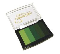 Rayher Stamp Pad for Papercrafts, Card Making and Scrapbooking, Versacolor Pigment Ink Pad for Stamping and Embossing, green colour gradient, 4.7x7.5cm, 2839729