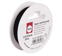Rayher Stringing Silk, Black, 100% Polyamide, 0.33 mm Diameter, 25 m Spool for Beads, Beading Thread, Jewellery Thread, Extremely Tear-Resistant, Sturdy, Does Not Fray, 8902201