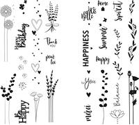 Rayher Water Slide Decals for Candle Making and Casting Projects, Flower and Phrase Decal Stickers for Glass, Wood and Plastic, Candle Transfer Designs, 2 Sheets, black, 31645000