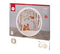 Rayher Wood Building Kit for 3D Wreath with Fox and Squirrel Design, Seasonal DIY Wood Craft Set with 9 slot-together Pieces, Diameter 30cm, natural wood, 63156505
