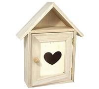 Rayher Wood Key Box with 6 Key Hooks, Wall Mounted Wooden Key Box, Key Cabinet to Decorate, 21x5x26cm, natural wood, 62405000
