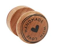 Rayher Wood Mounted Rubber Stamp featuring the phrase Handmade with Love, Stamp for Crafting, Card Making and Scrapbooking, Butterer, round, 3cm, 29022000
