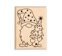 Rayher Wood Mounted Rubber Stamp with Gnome Design for Card Making and Scrapbooking, Butterer Stamp Elf Theo, 3x4cm, 29239000