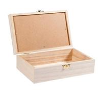 Rayher Wooden Box with Display Lid, DIY Keepsake Compartment Box, Plain Wood, 20x12.5x6.5cm, 62945505