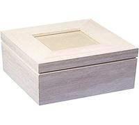 RAYHER Wooden Box With Photo Cover, Wood-Coloured, 12 x 12 x 7.6 cm