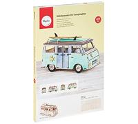 Rayher Wooden Campervan Building Kit, DIY Construction Kit with Interlocking Parts, 79 slot-together Pieces, natural wood, 30x13x17cm, 62879505