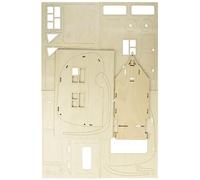 Rayher Wooden Caravan Building Kit, DIY Construction Kit with Interlocking Parts, 40 slot-together Pieces, natural wood, 36x18x15cm, 62858505