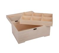 Rayher Wooden Chest with Lid and Lift Out Tray, DIY Wood Keepsake Box for Baby, Wood Jewellery Box, Treasure Chest, natural wood, 28x18x13.5cm, 64506505