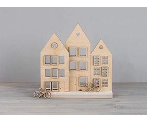 Rayher Wooden House Shapes for DIY Display, Wood Ornaments for Wood Craft and Home Decorations, House-Shaped Wood Boards for Crafting, 15.9x7.1cm, 62891505