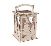 Rayher Wooden Lantern Building Kit with Gnome Design, DIY Wood Craft Set with 31 slot-together Pieces, natural wood, 15.3x15.3x26.5cm, 64517505