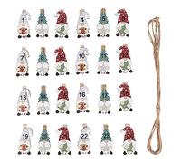 Rayher Wooden Pegs with Numbers, and Jute Twine for DIY Hanging Advent Calendar, 24 Pegs with Christmas Gnome Shape for Fill-Your-Own Advent Calendar, 2.3x4.8cm, Wood, 46717000