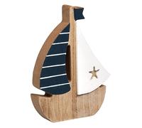 Rayher Wooden Sailing Boat Ornament, Small Decorative Sailboat Model, Nautical decoration for Home and Party, 9x1.8x12cm, 46639999