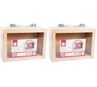Rayher Wooden Suitcase Style Shadow Box Frame for Craft, DIY Keepsake Box, Natural Wood, 18x8x13cm, 62842505 (Pack of 2)