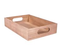 Rayher Wooden Tray for Crafting, Rectangle Serving Tray with Handles, natural wood, Size 24x17x5cm, 62958505