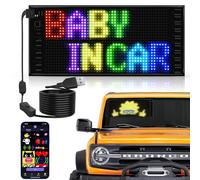 RAYHOME Full Color Double Row Golf Cart Devil Eyes Light Sign, 17''x6.3'' Flexible 5V/2A Bluetooth APP Control LED Signs Custom Text Message Pattern Programmable LED Display for Car Store.